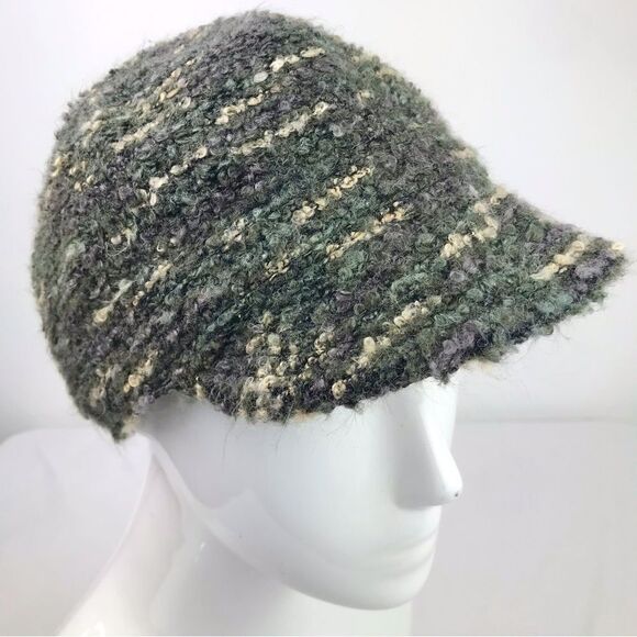Coldwater Creek Bundle of Two Purple Olive Green Mottled Knit Brimmed Wool Hats - Picture 9 of 14